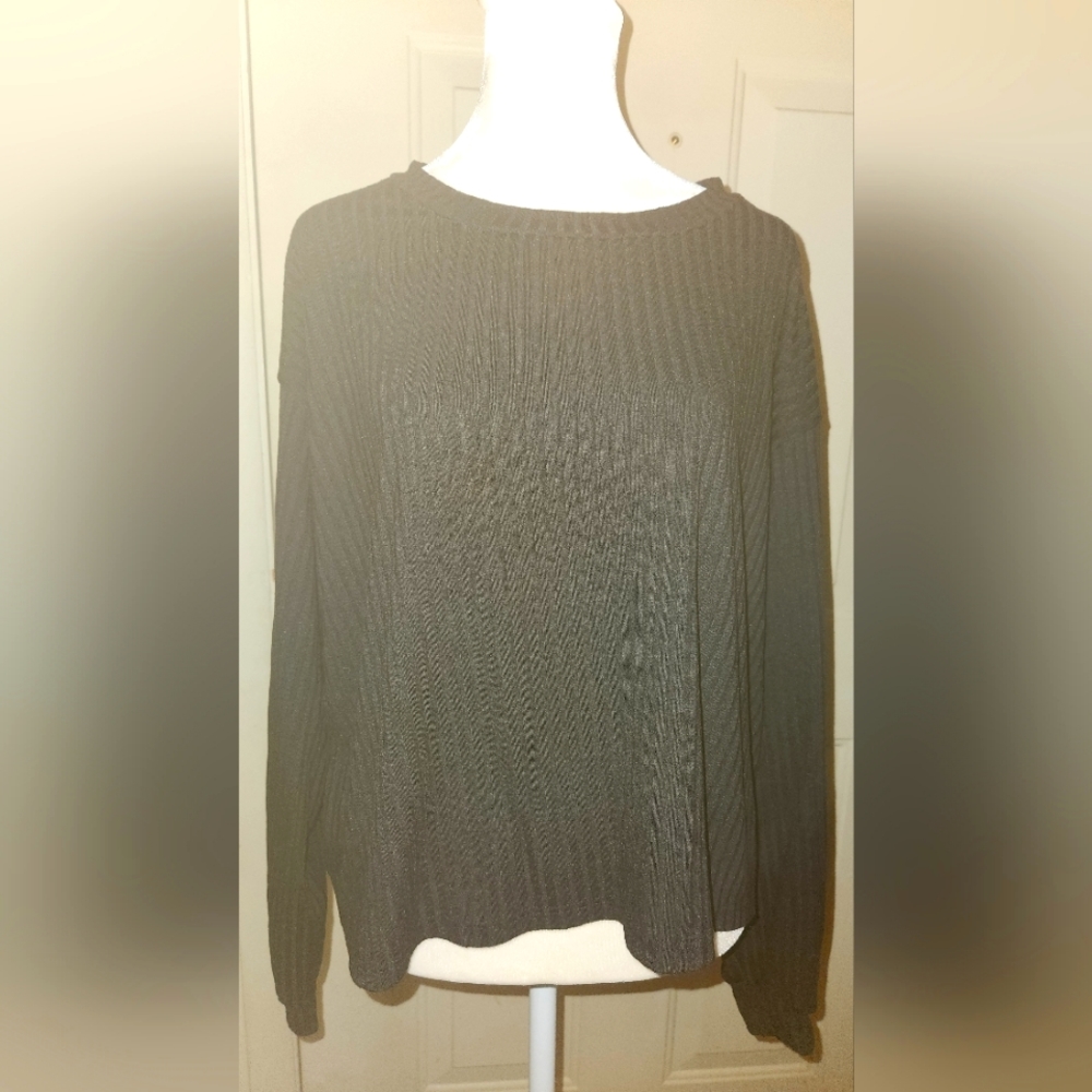 Black Long Sleeve Cropped Plus Size Top
